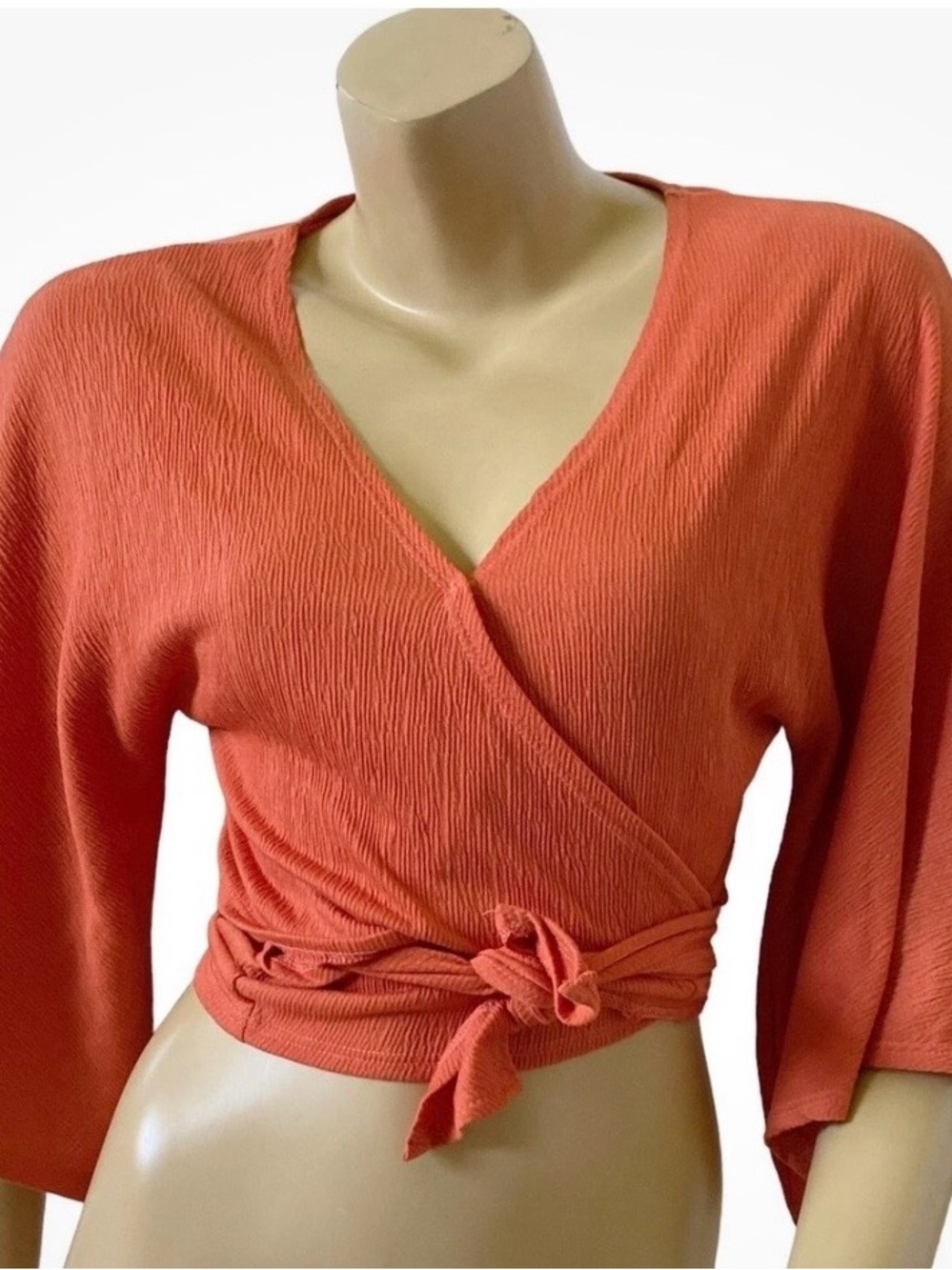 Cotton On Terracotta Wrap Crop Top with Tie
